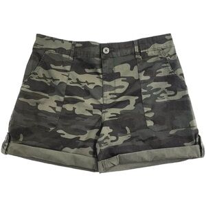 Social Standard Womens Utility Shorts Relaxed Fit Camo Roll Tab Cuff Sz L NWT